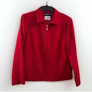 Vintage Sag Harbor Red 100% Wool Blazer Women’s Sz 10 Zippered Princess Seam